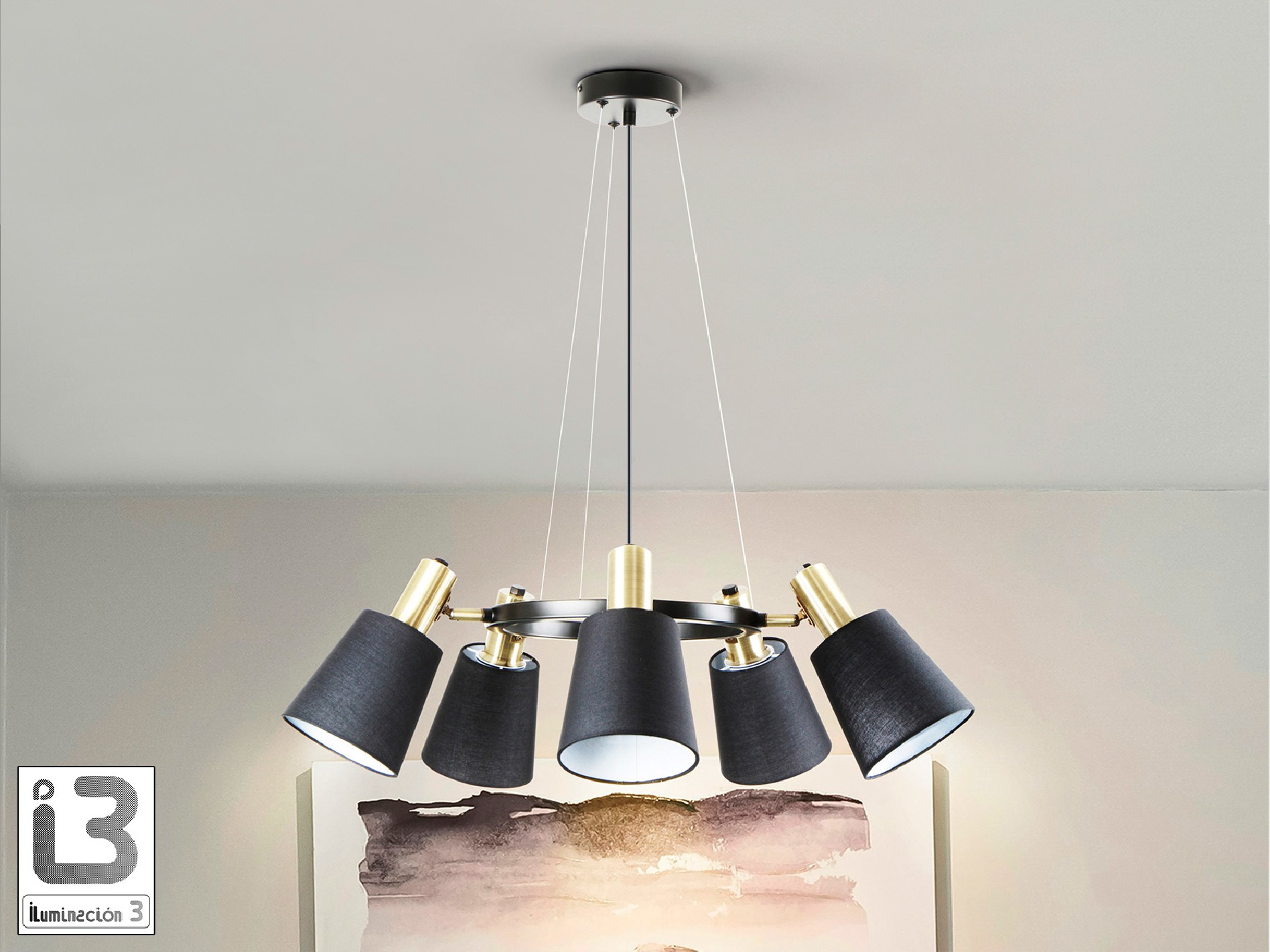 I3 - GISELA - LAMP 5L BLACK-BRASS