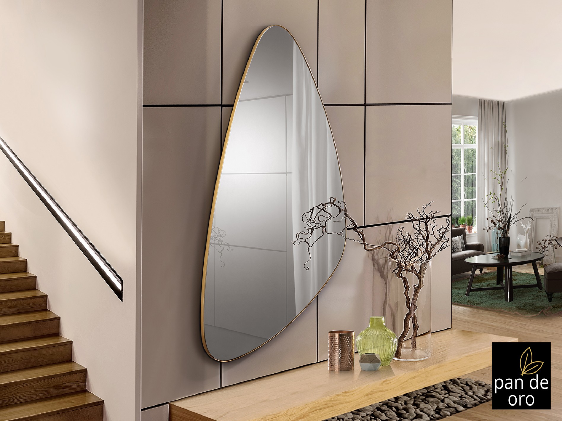 ·ORIO· TRIANG. MIRROR, 168x81, GOLD