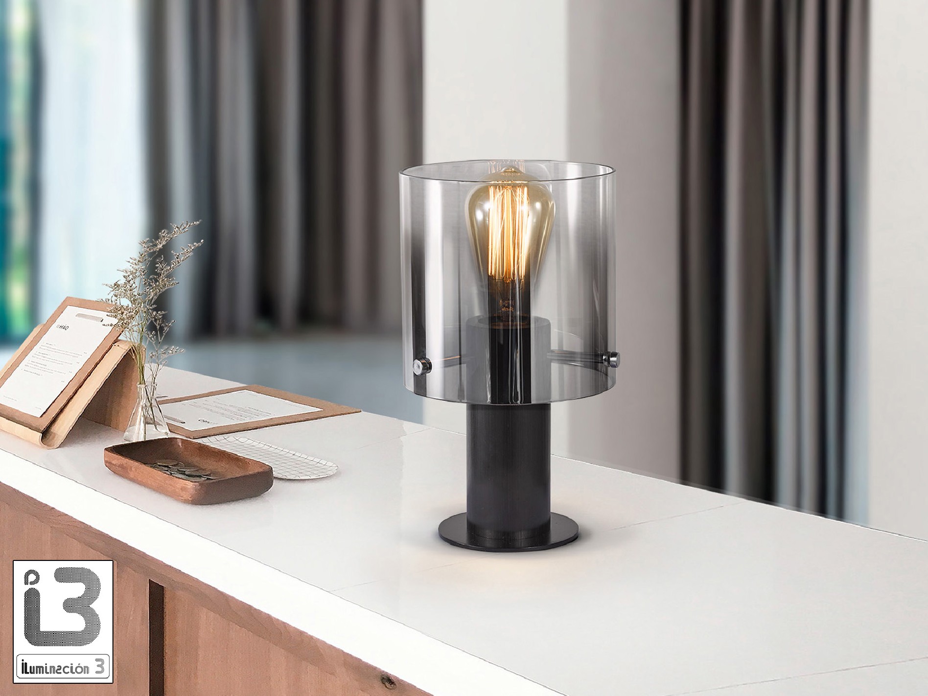 I3 - VENIZE - TABLE LAMP 1L BLACK-SMOKE