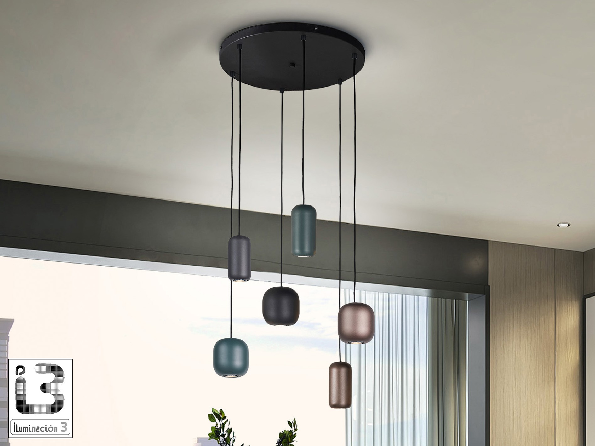 I3 - NIMES - LAMP 6L BLACK-COLOURS