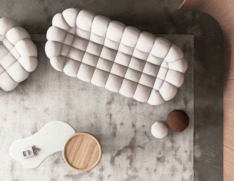 Sofá Miami tres plazas tapizado en Marea creme