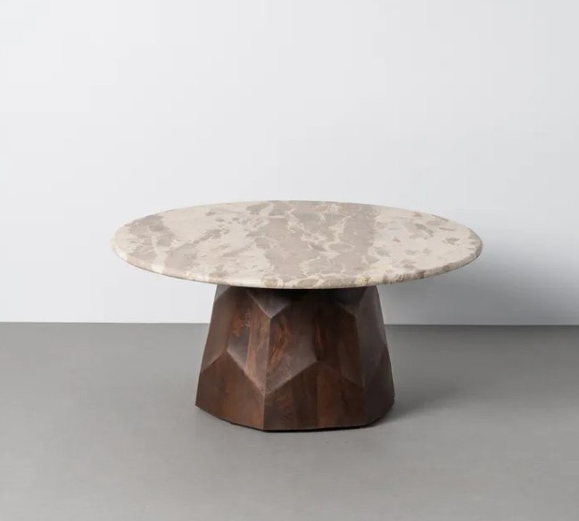 MESA CENTRO MADERA-MÁRMOL