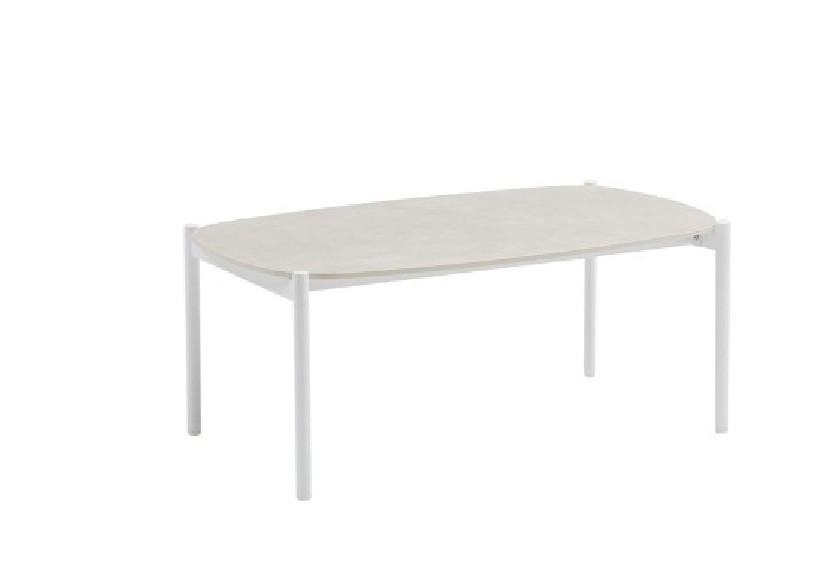 Mesa de centro Corfu aluminio blanco y porcelánico gris