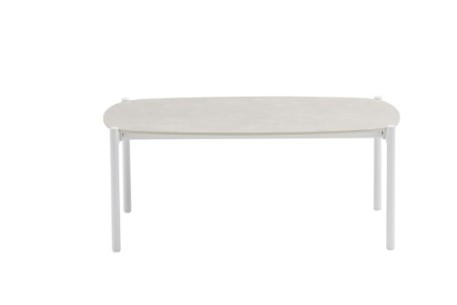 Mesa de centro Corfu aluminio blanco y porcelánico gris 2