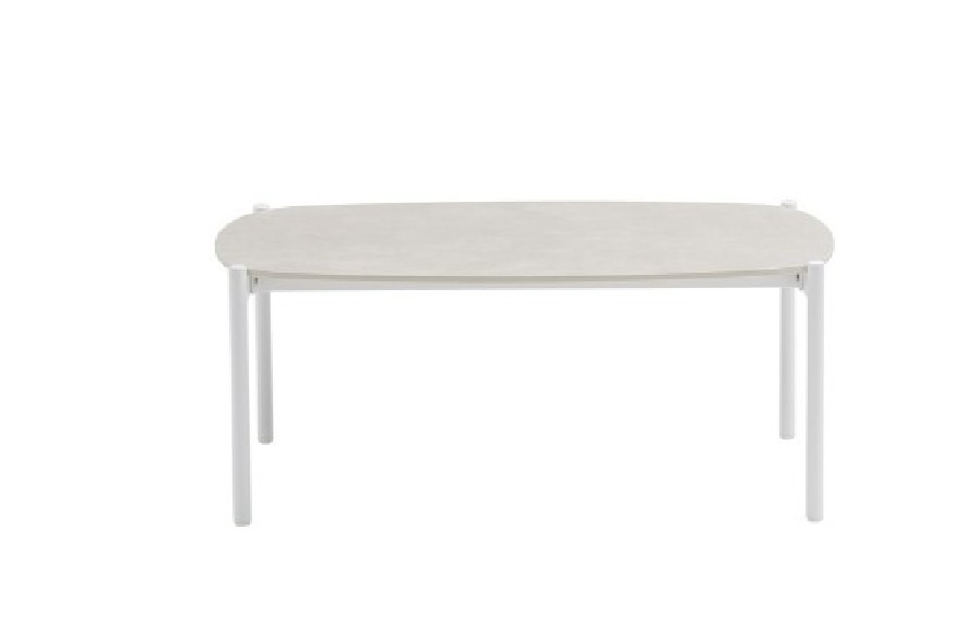 Mesa de centro Corfu aluminio blanco y porcelánico gris