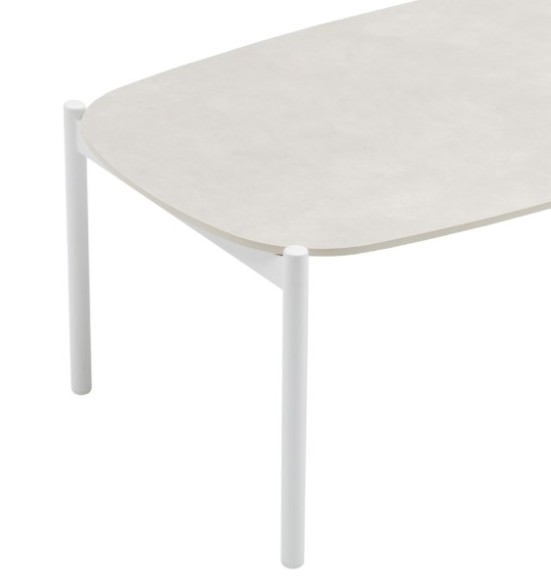 Mesa de centro Corfu aluminio blanco y porcelánico gris