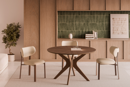 Silla RUMI beige/nogal 2