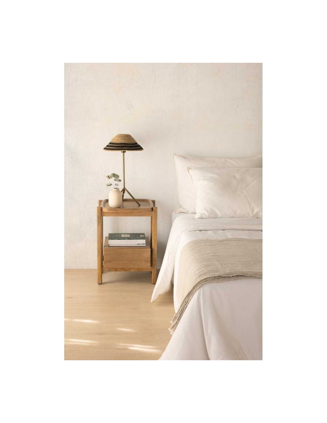 Mesita de noche 1 cajón madera maciza de mango