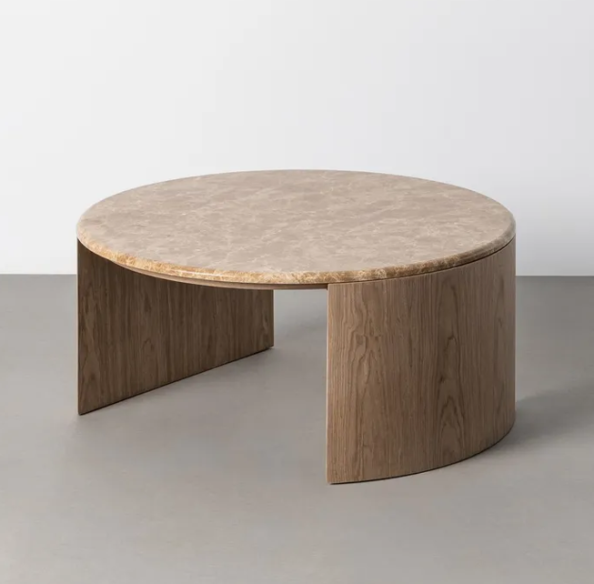 Mesa centro mármol-DM 80 X 80 X 36 CM