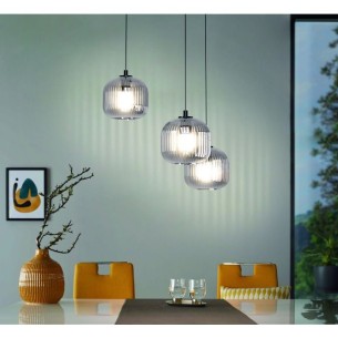 Lámpara colgante MORRIS vidrio negro fumé 2