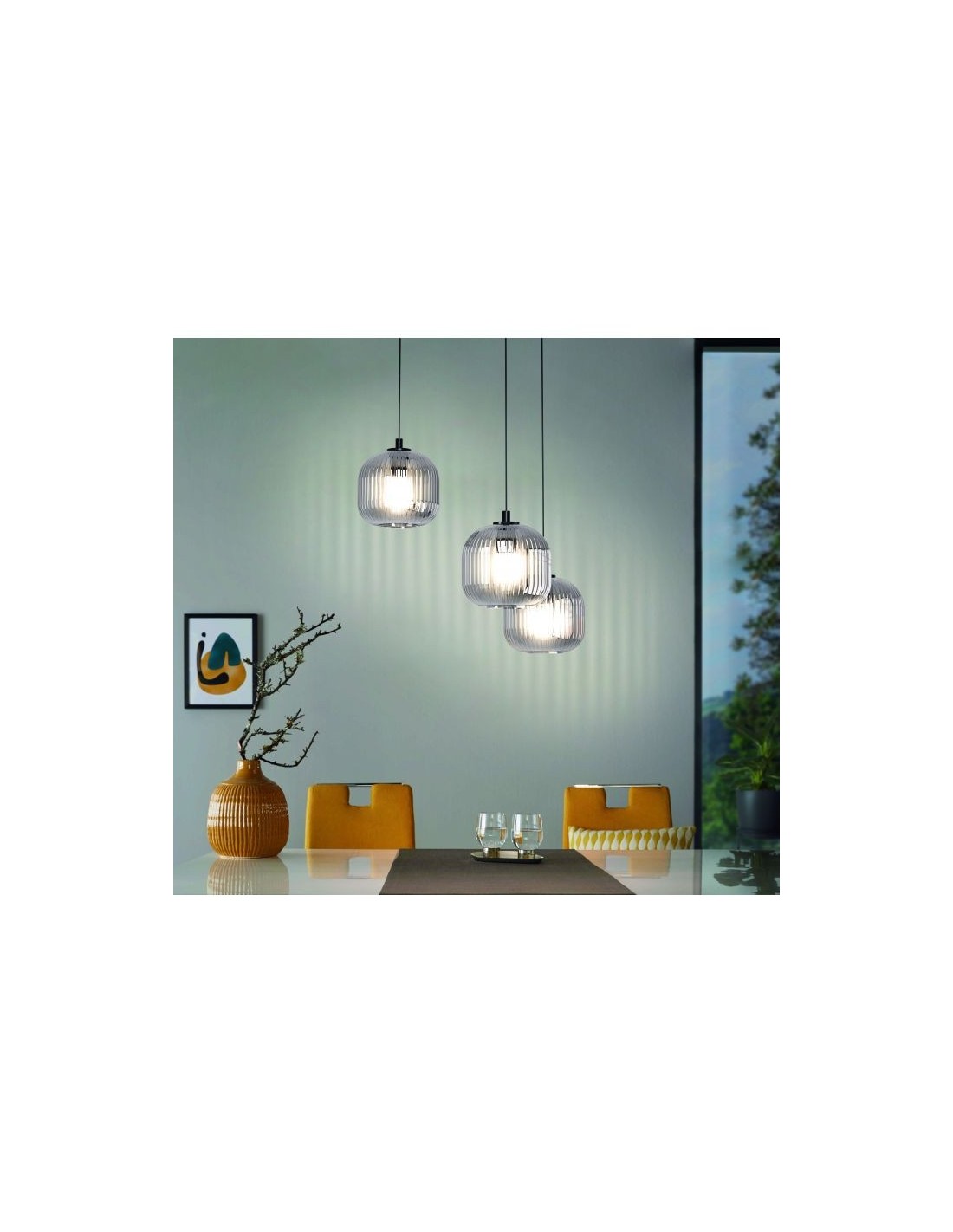 Lámpara colgante MORRIS vidrio negro fumé