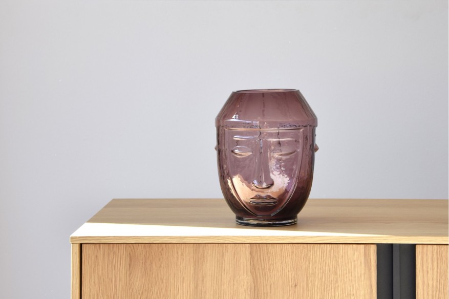 set 2 jarrones tricara vidrio verde rosa