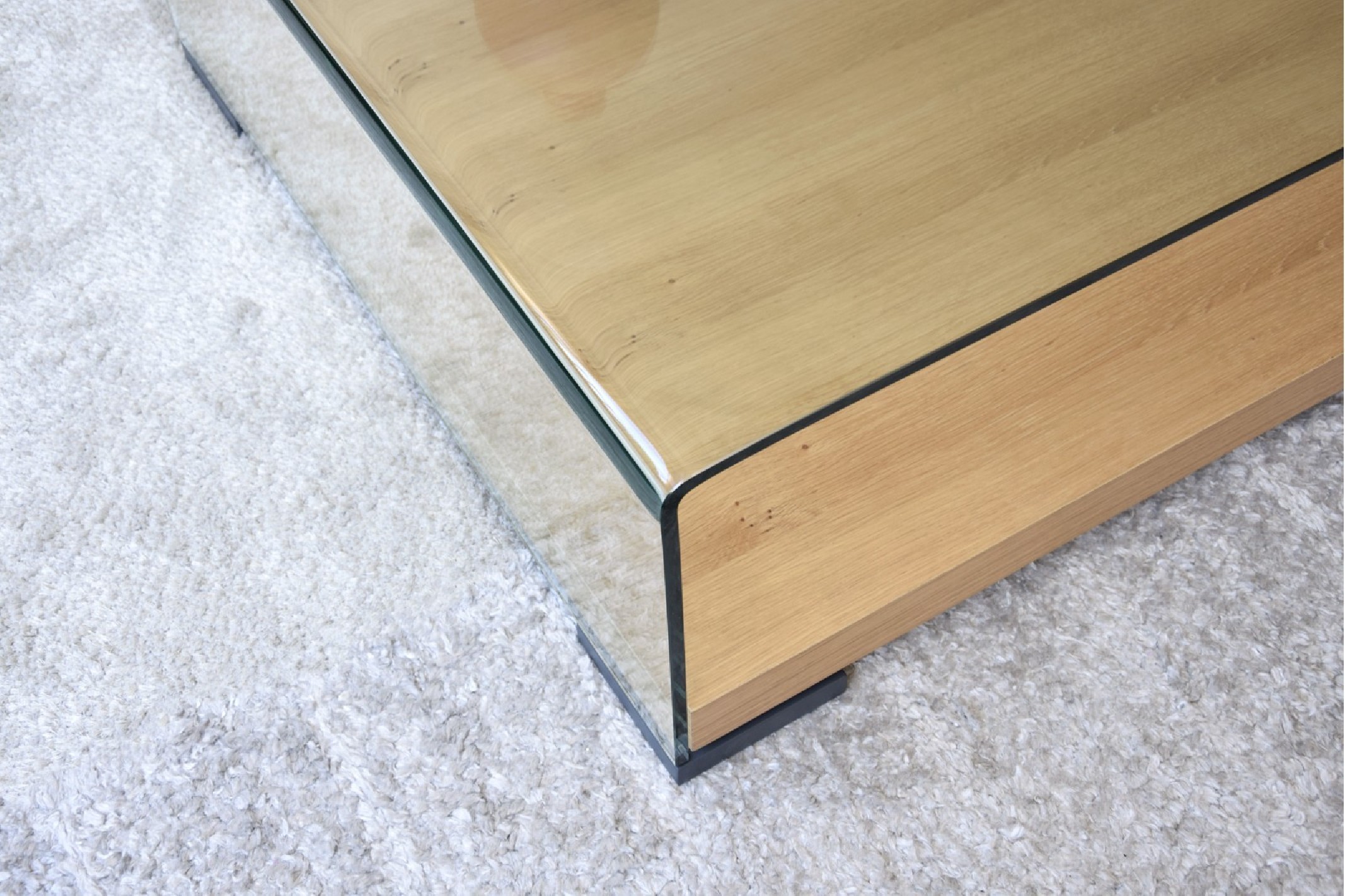 Mesa de centro vidrio templado y roble