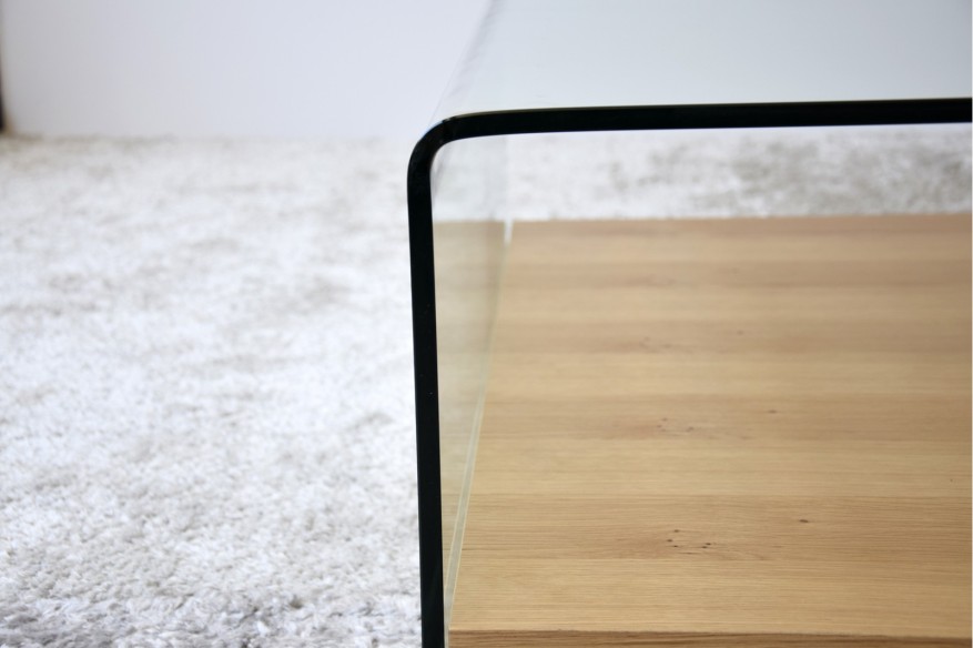 Mesa de centro vidrio templado y roble