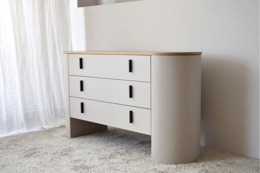 Cómoda col Tea Gris arena y roble