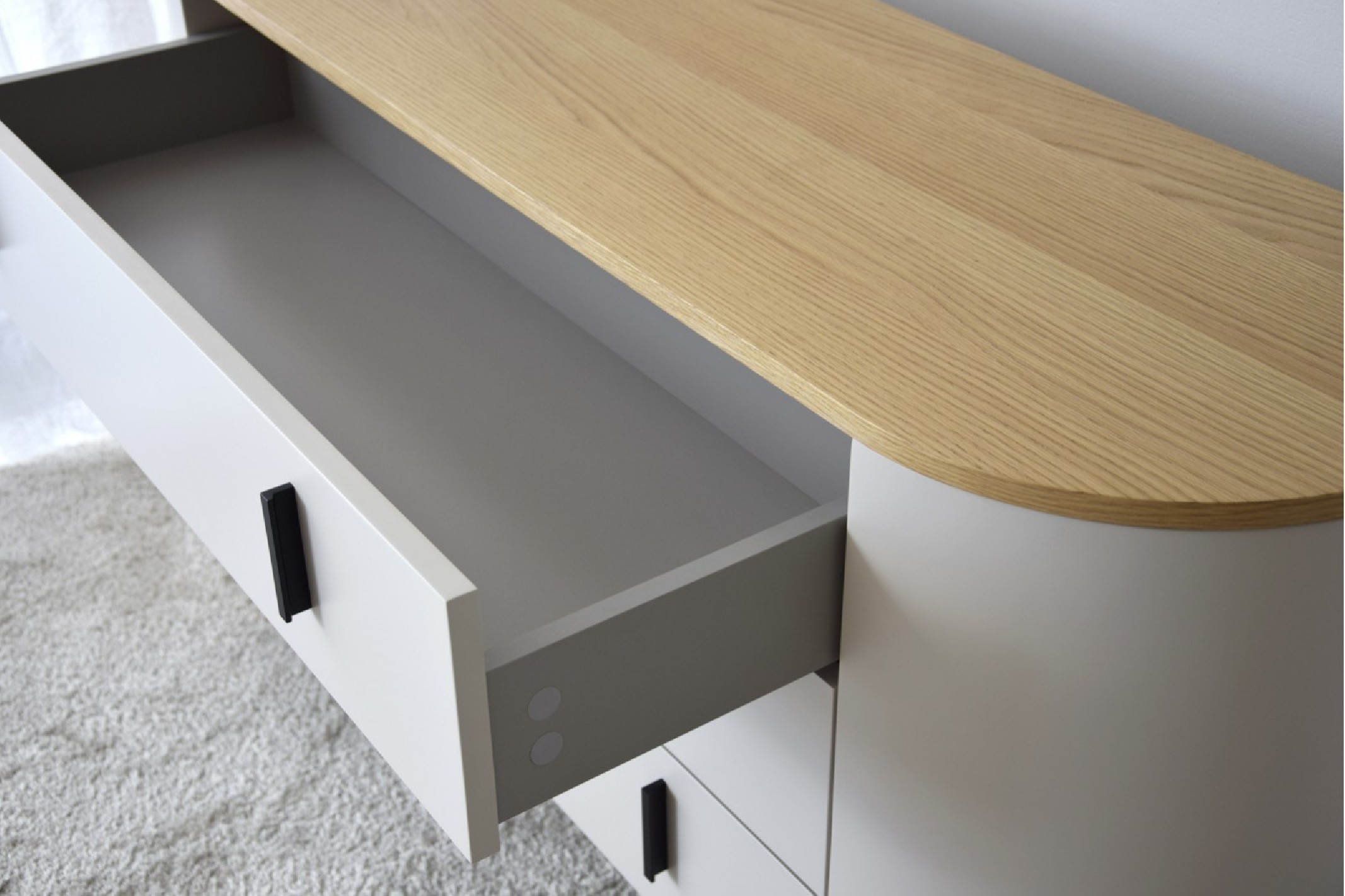 Cómoda col Tea Gris arena y roble