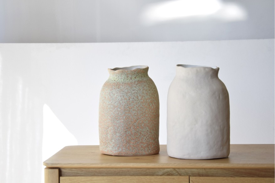 Colección Natur. Jarrón cerámica arena