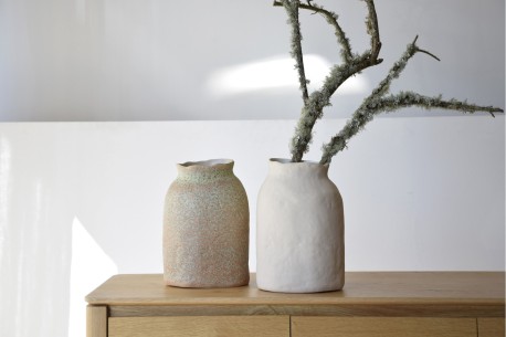 Colección Natur. Jarrón cerámica verde