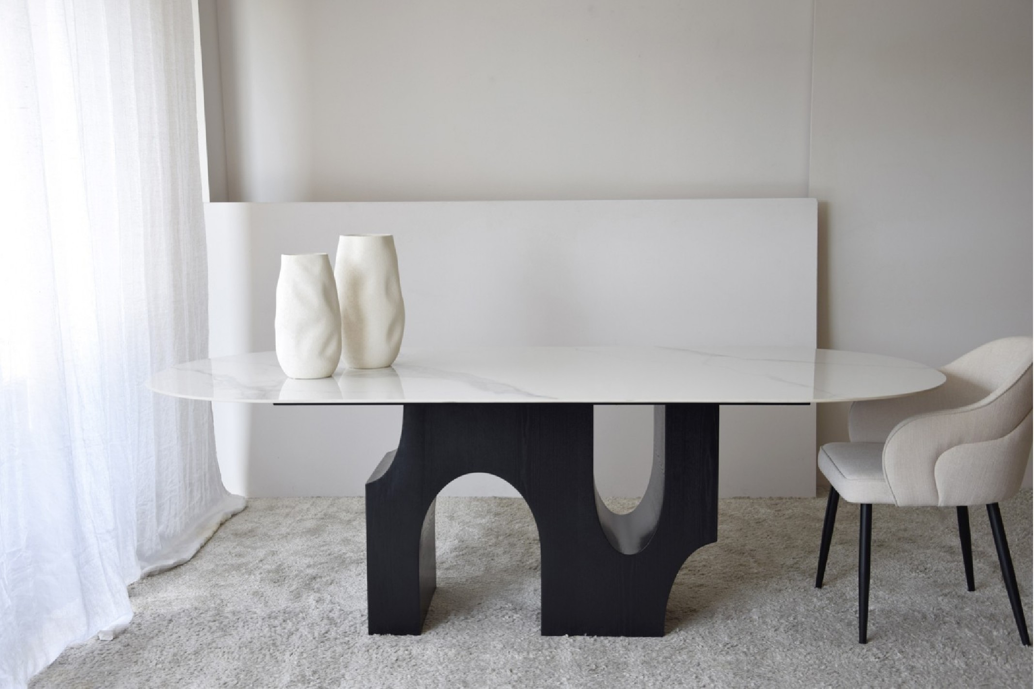 Mesa comedor mármol blanco veteado Alana