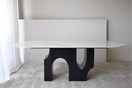 Mesa comedor mármol blanco veteado Alana 2