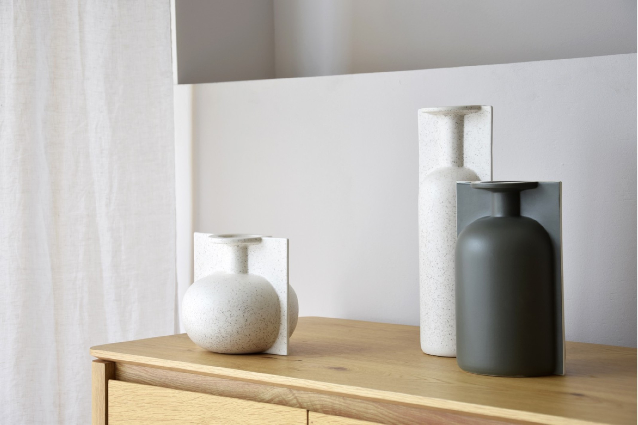 Jarrón cerámica verde oscuro mediano Lago