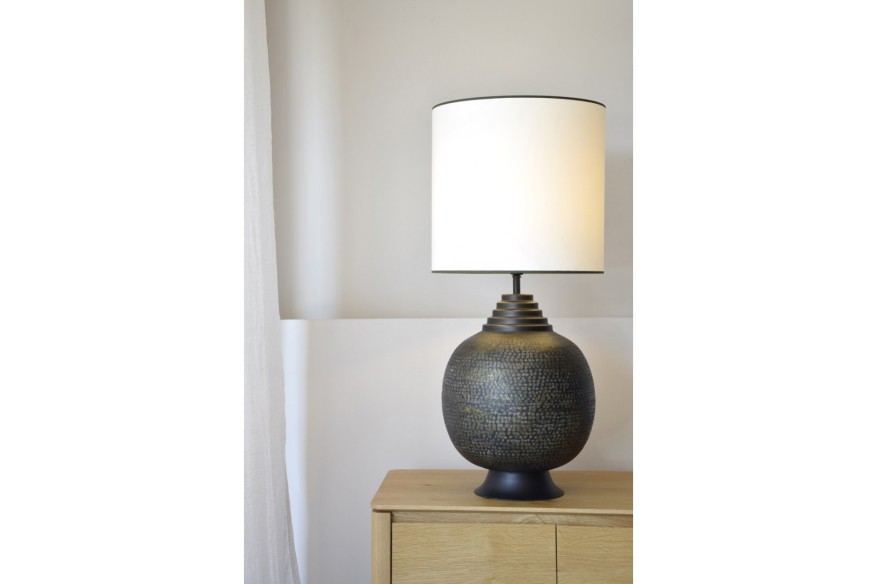 Lámpara de mesa metal negro con pantalla N9