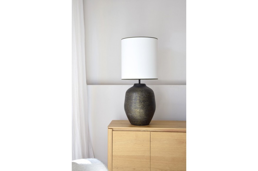 Lámpara mesa metal negro con pantalla N4