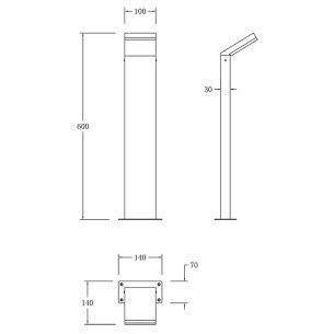 Bollard LED 12W 3000K IP65 2