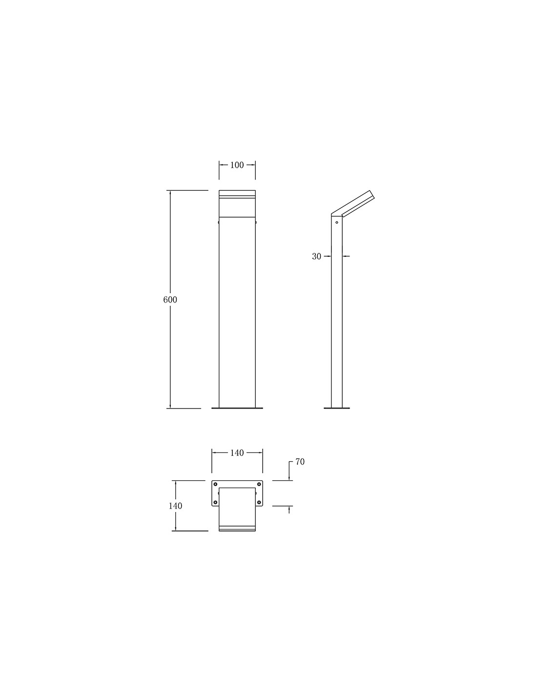 Bollard LED 12W 3000K IP65