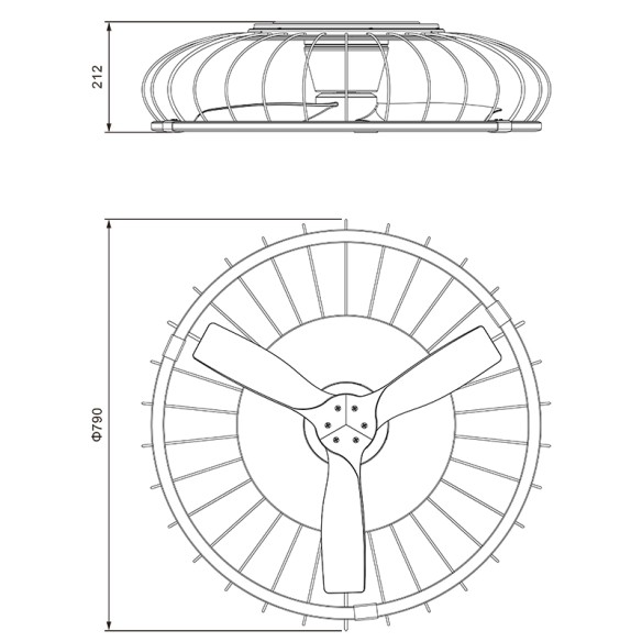 Ceiling Lamp LED 75W Fan 30W