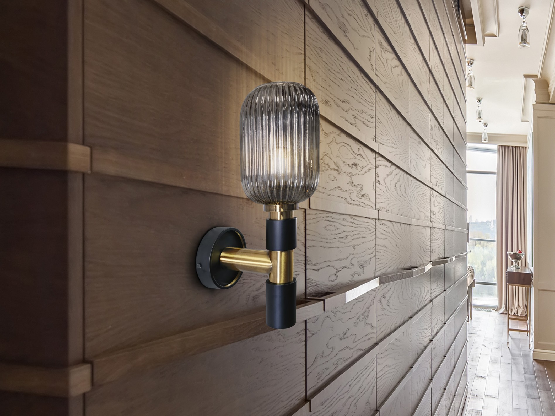 NORMA - WALL LAMP 1L BLACK-BRASS