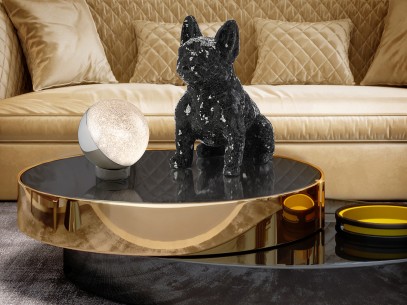 ·CODY· BULLDOG FIGURE, BLACK GLASS
