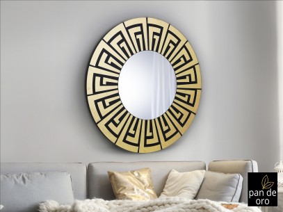 AQUILES- ESPEJO PAN DE ORO-NEGRO D90