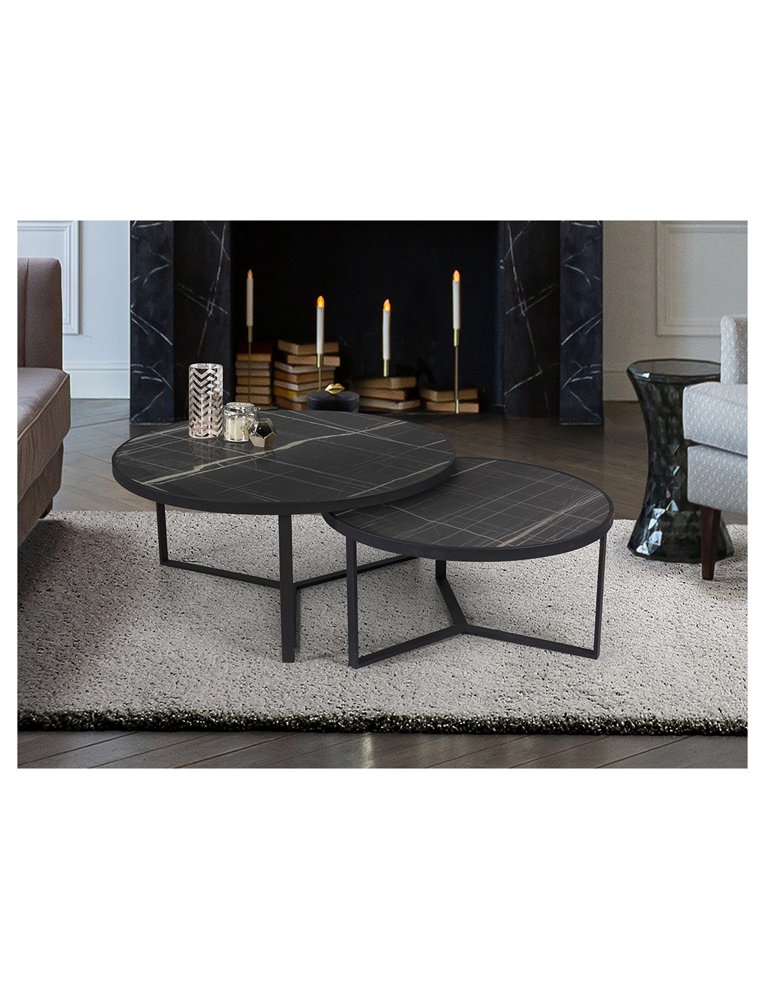 NAIRA -SET MESAS- T MARMOL NEGRO