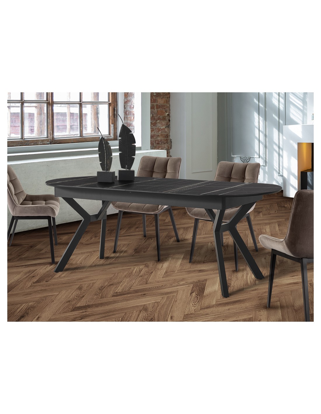 ANTEA- MESA COMEDOR- T MARMOL NEGRO