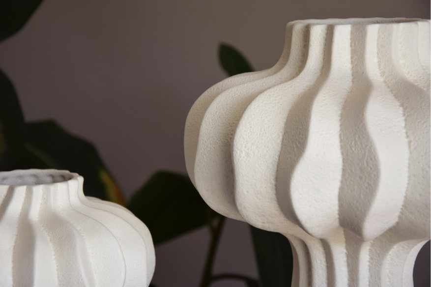 Jarrón cerámica textura blanco roto SECUOYA mediano