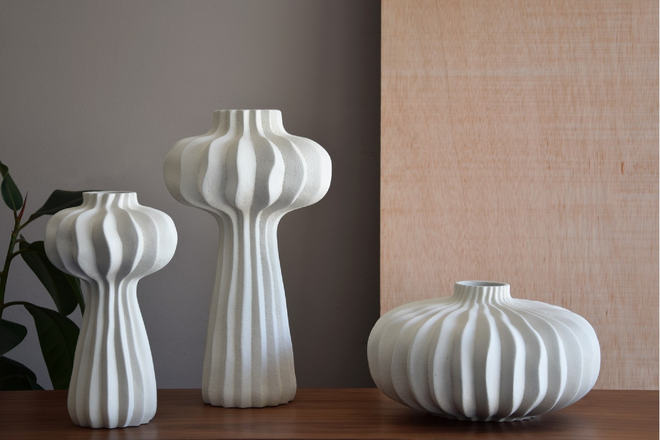 Jarrón cerámica textura blanco roto SECUOYA...