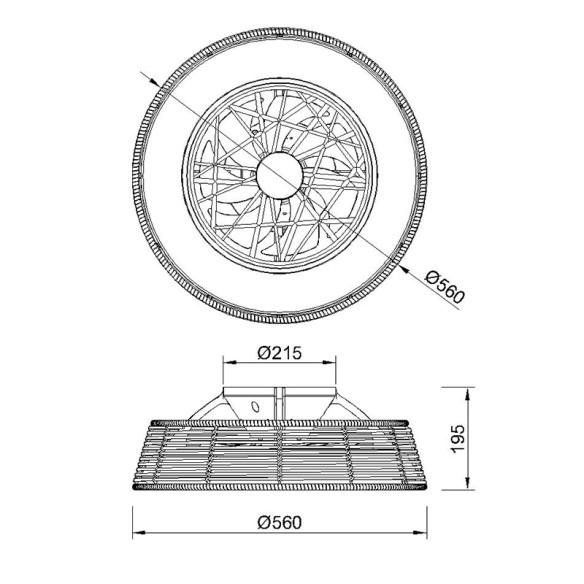 Ceiling Lamp LED 55W Fan 25W