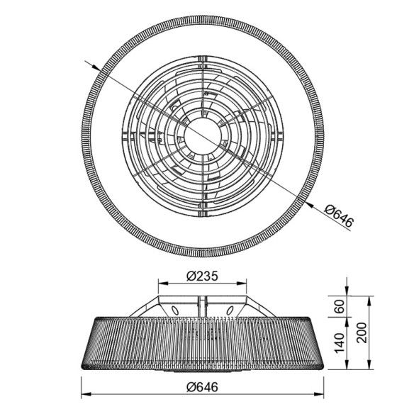 Ceiling Lamp LED 70W Fan 35W
