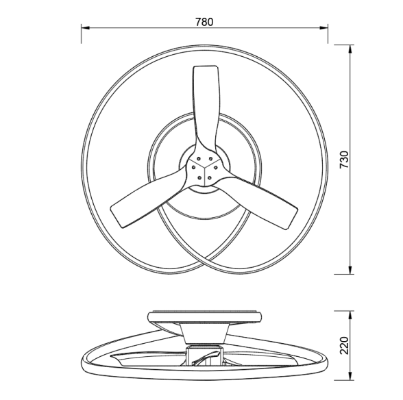Ceiling Lamp LED 60W Fan 30W