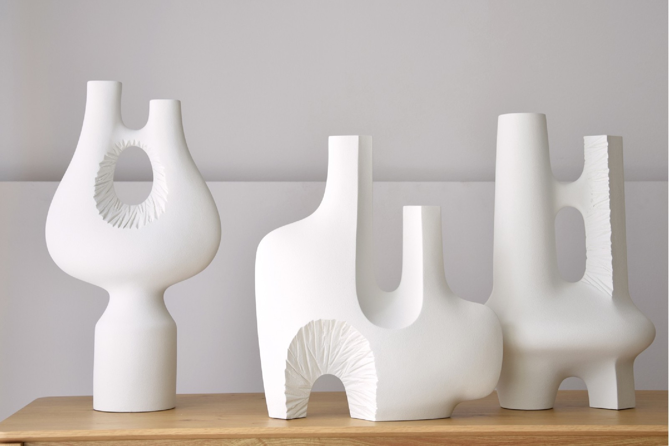 Escultura cerámica blanco textura