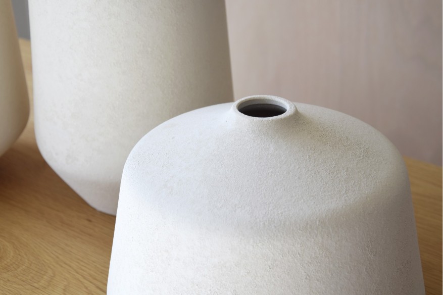 Jarrón cerámica col cíes blanco mediano