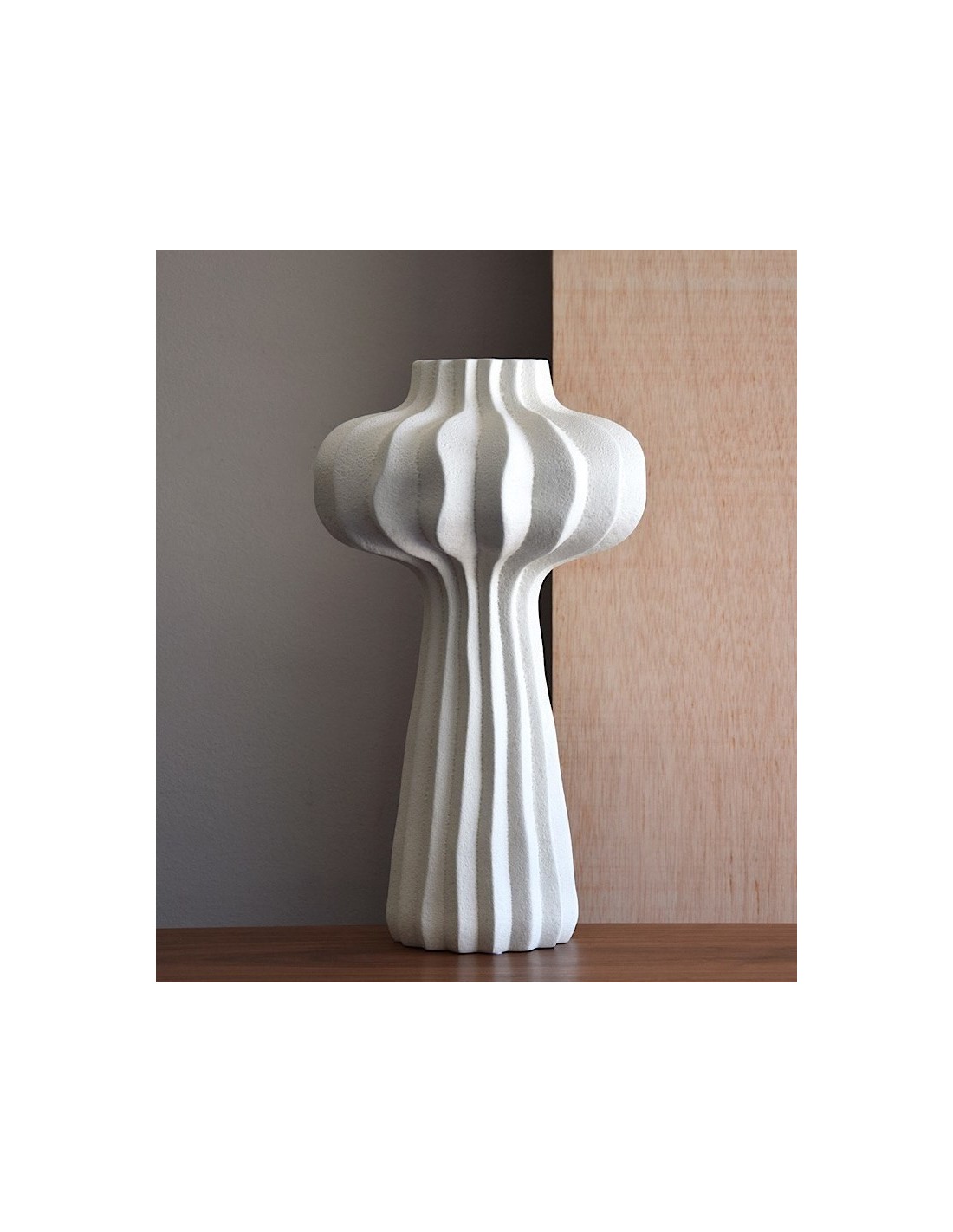 Jarrón cerámica textura blanco roto SECUOYA alto