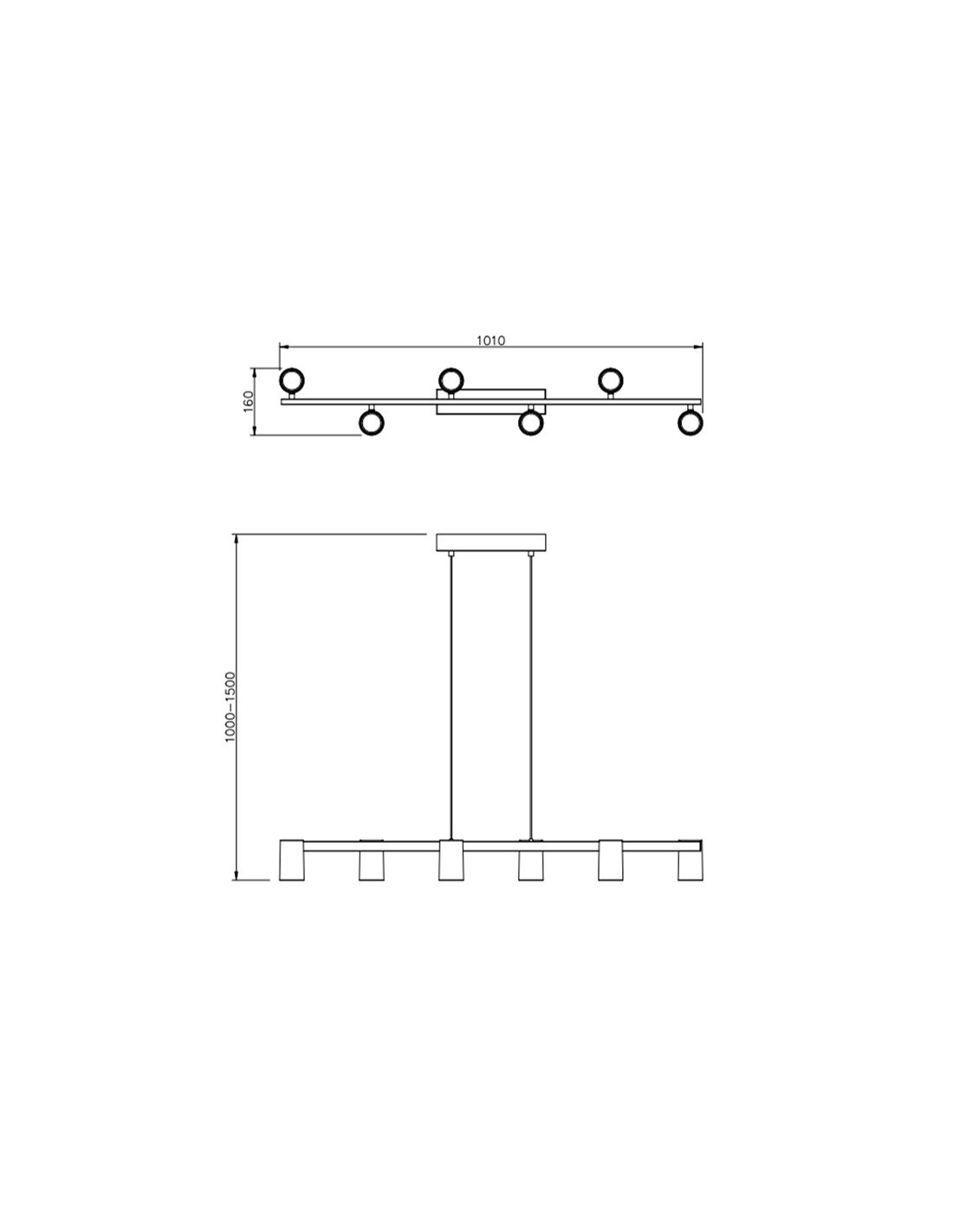 LAMPARA LINEAL 6L GU10