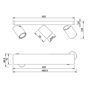 REGLETA 3L GU10 2