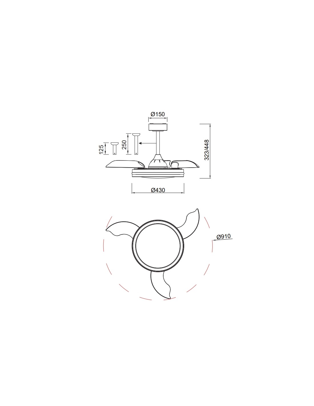 Pendant Lamp LED 40W Fan 28W