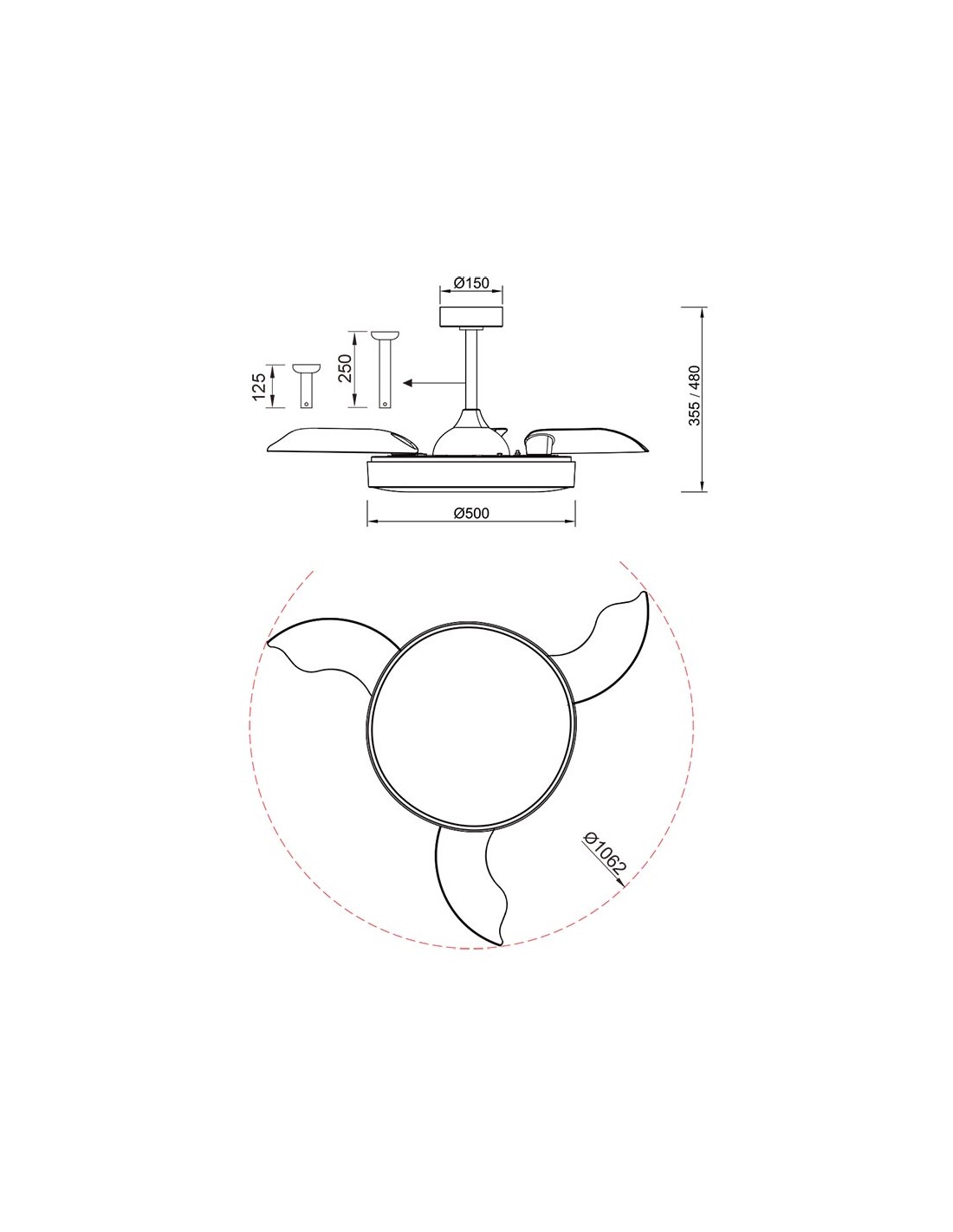 Ceiling Lamp LED 50W Fan 30W