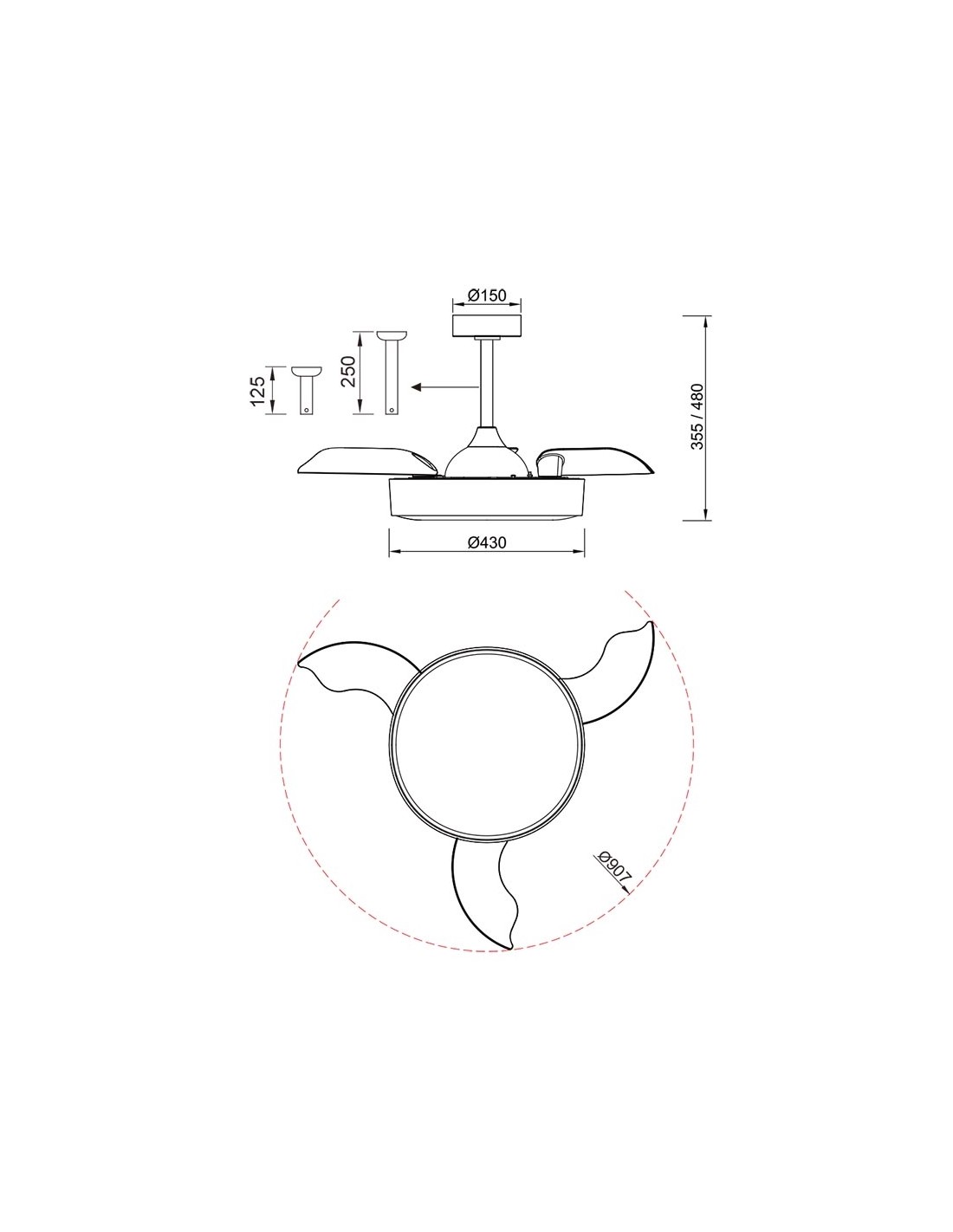 Ceiling Lamp LED 45W Fan 25W