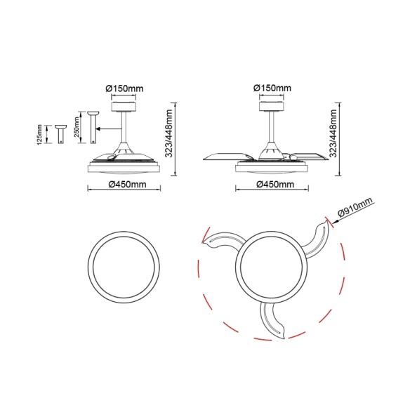 Ceiling Lamp LED 40W Fan 25W