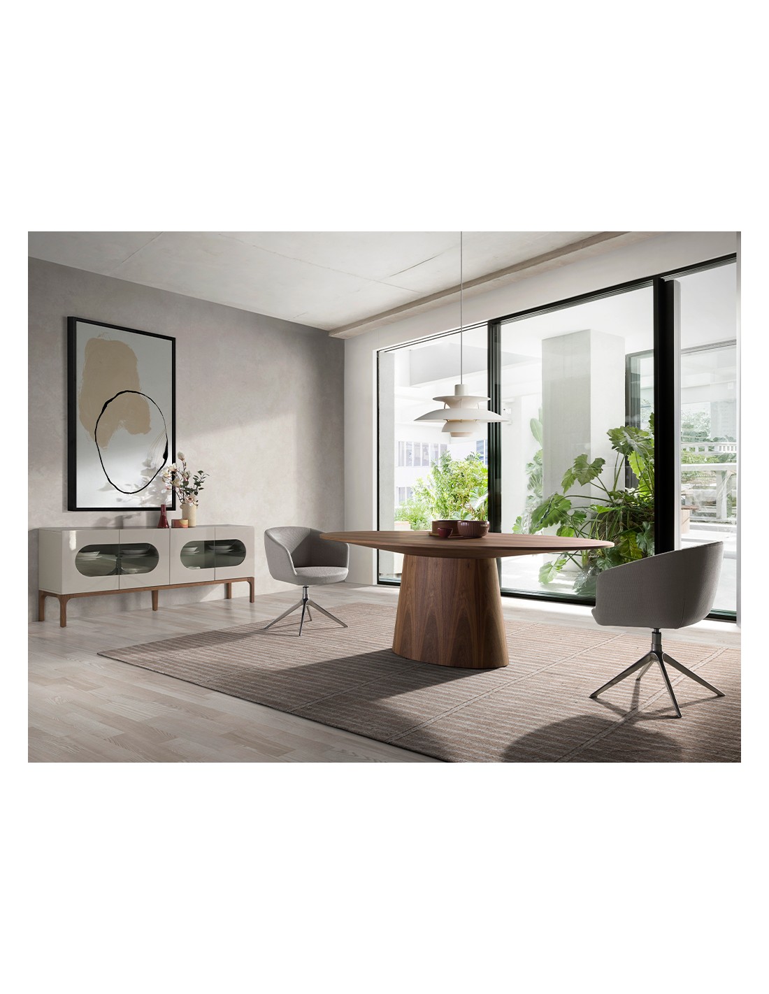 Mesa comedor ovalada nogal